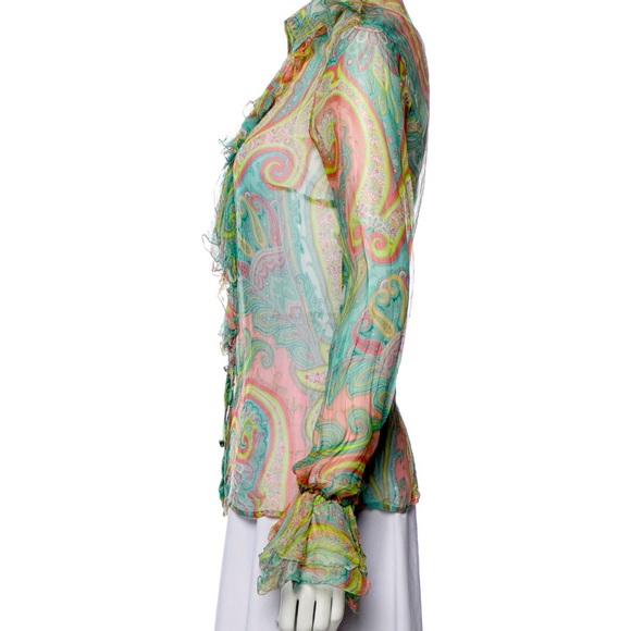 Dolce & Gabbana printed long sleeve blouse - size small US (IT40) - Picture 2 of 4